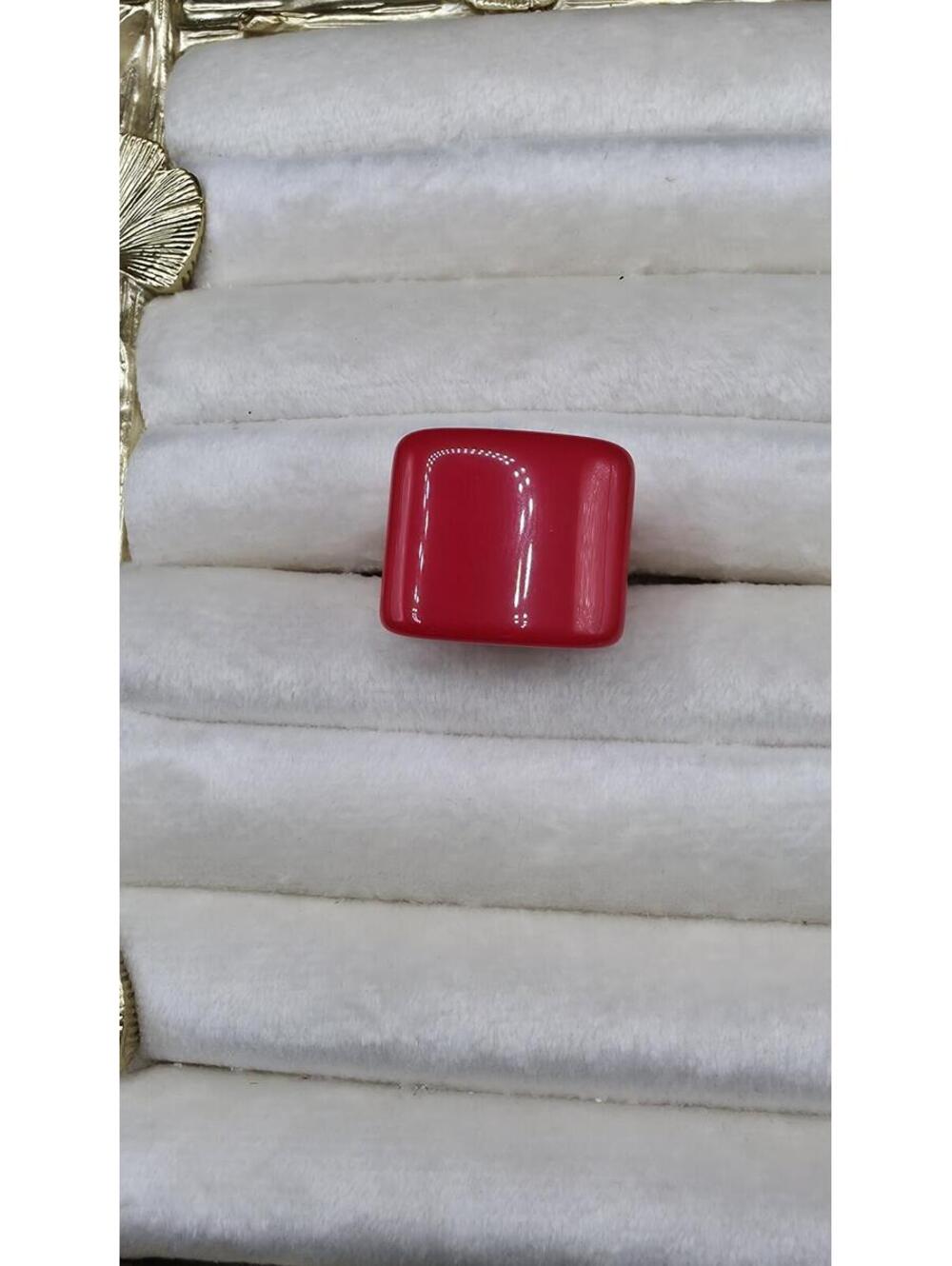 Bold Red Square Resin Statement Ring - Picture 2 of 4